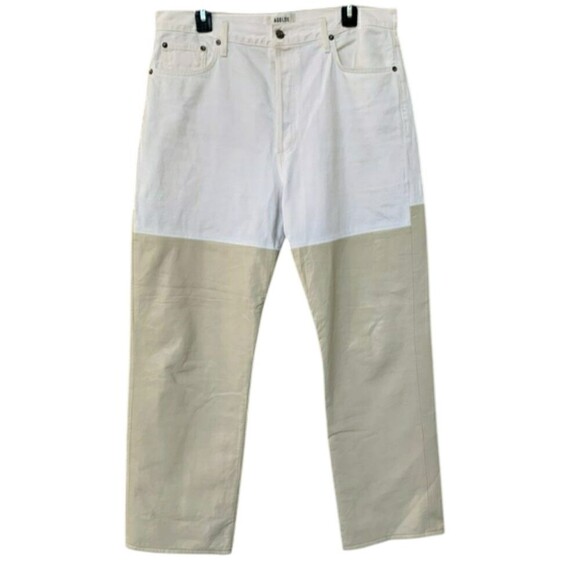 Agolde Pieced 90s Pinch Waist Leather Leg Jean's 32 Sugar & Powder A192-1183 - Picture 1 of 15